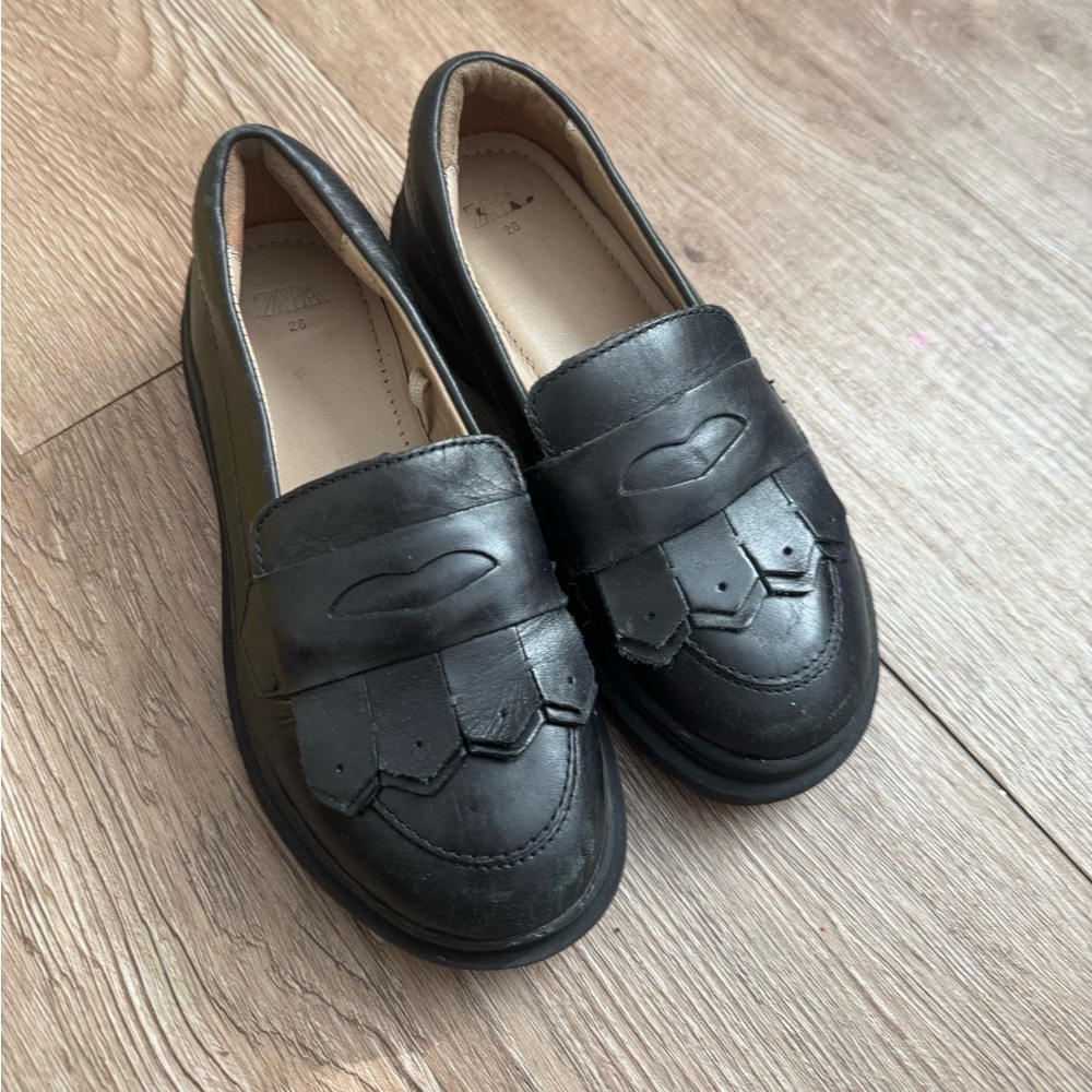 Zara Kids Black Loafers 10c